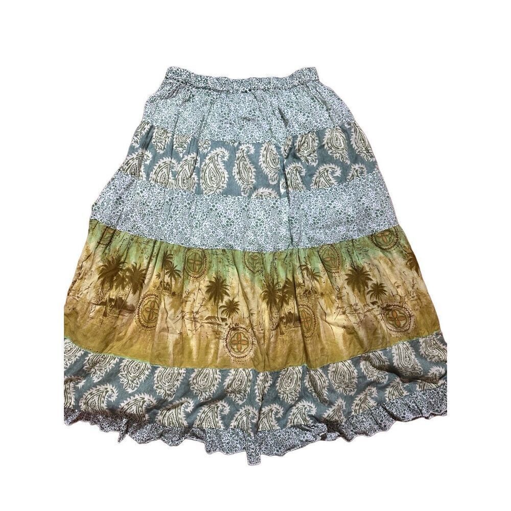 Papillon Los Angeles boho hippie paisley floral a-line maxi skirt flowy lightwei